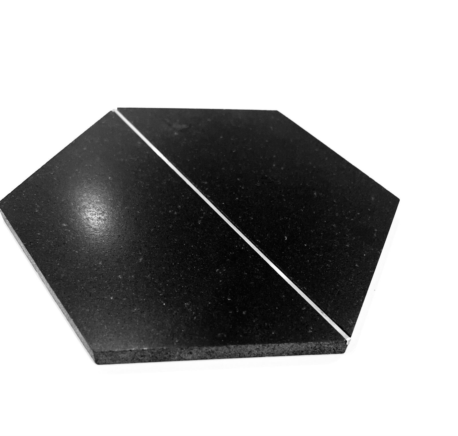 6×7 Black Bazalt Hexagon with Silver Metal Backsplash Tile Kitchen Wall
