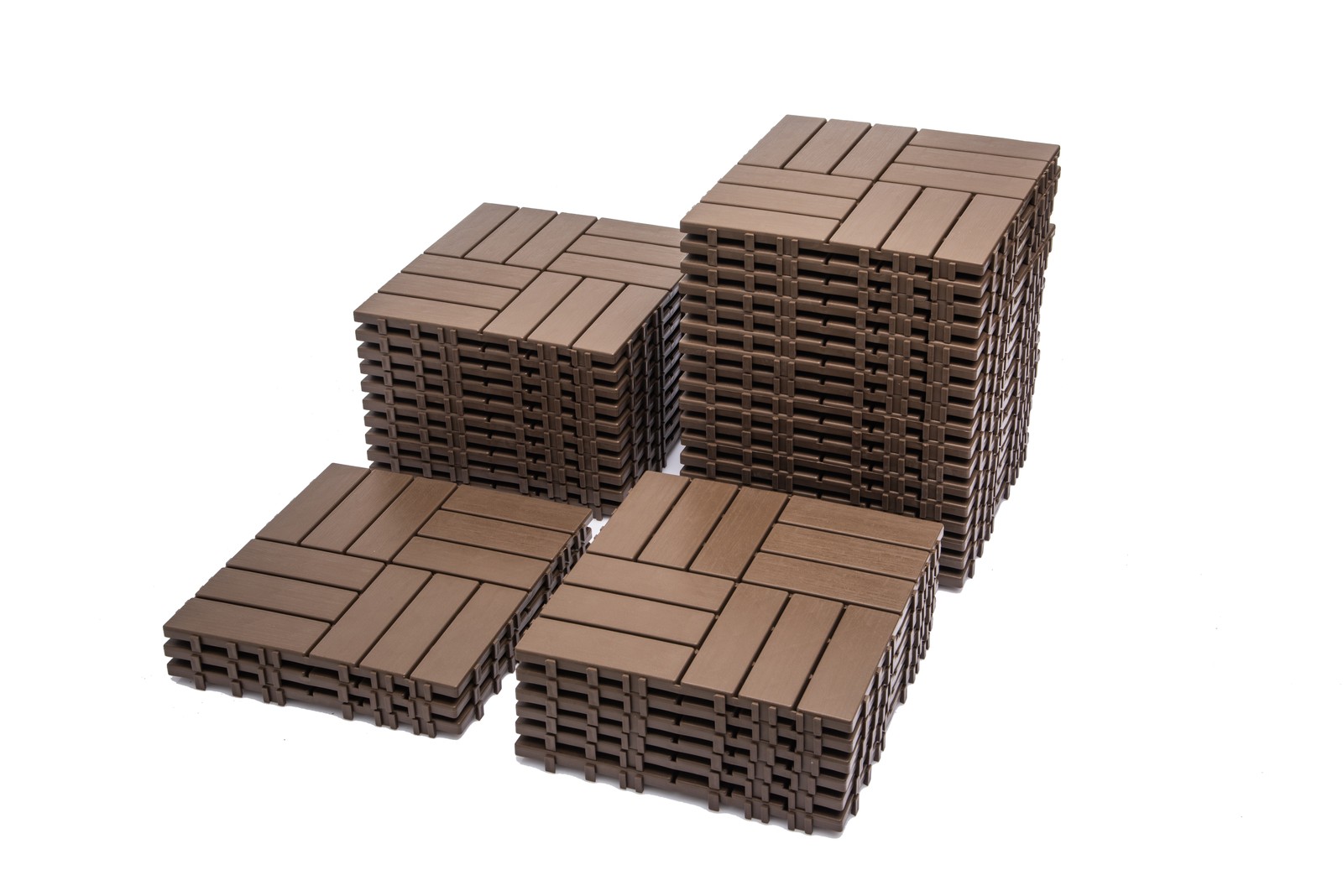 68-Pack 11.42″x11.42″ Interlocking Plastic Deck Tiles – 61.60 Sq.Ft Flooring