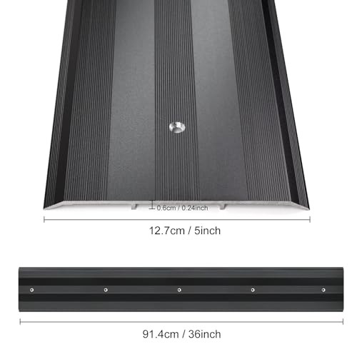 5″Wide Sturdy Thicken Aluminum Threshold Strip, Stylish 36in×5in×0.25in Black