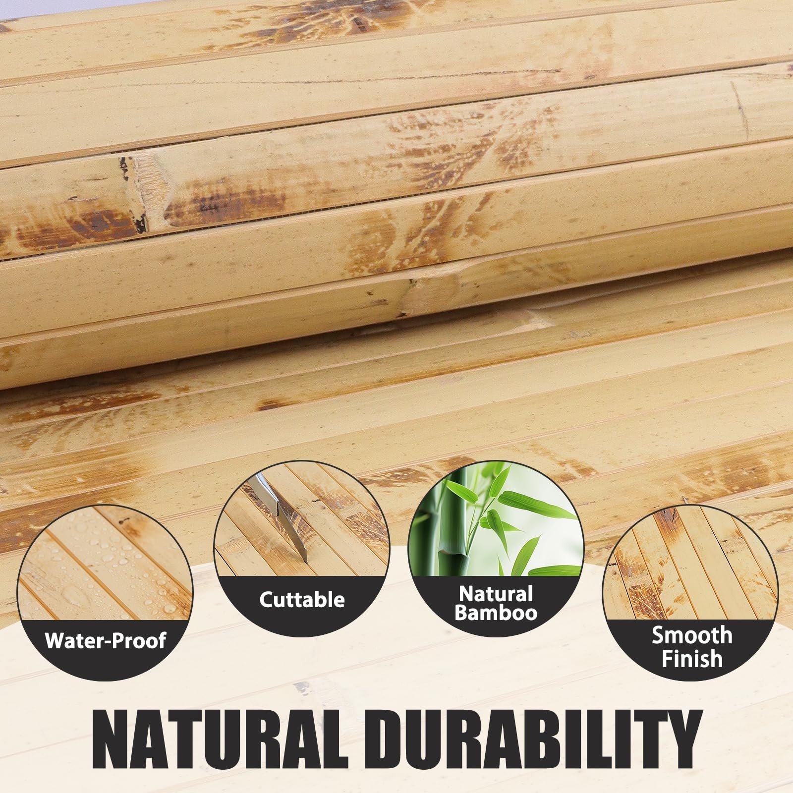 Bamboo Wall Panel for Interior Decoration Bamboo Pole Wrap Roll Natural Wains…