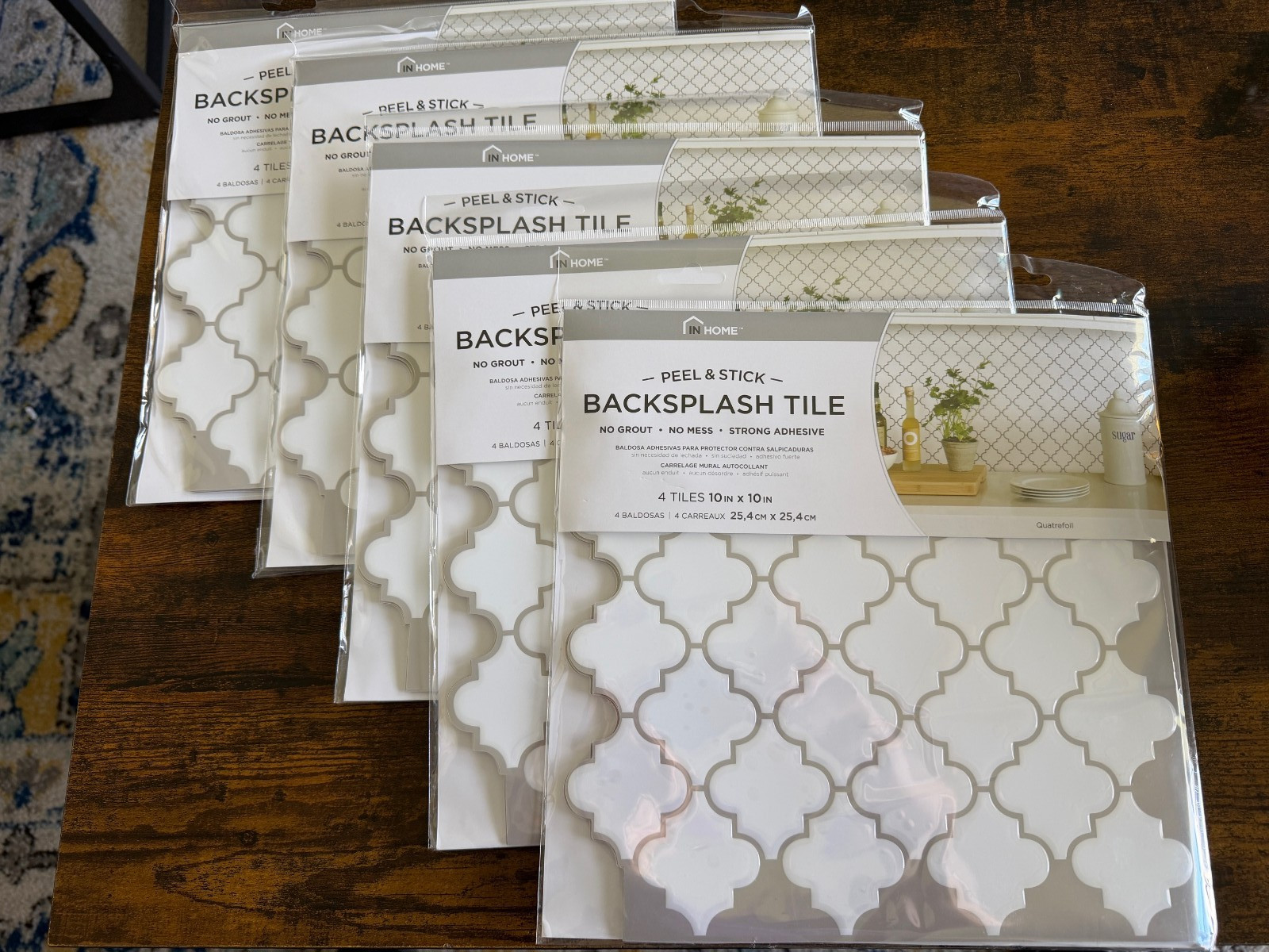 Lot of 5 In Home Quatrefoil Tile Peel & Stick Backsplash 4-Pack 10×10 NEW