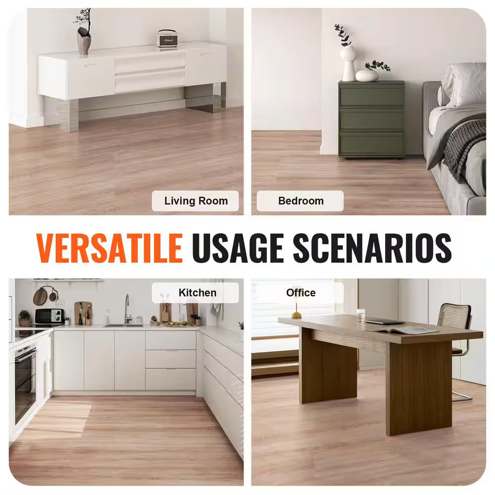 Brown Peel and Stick Vinyl Flooring Tiles 36 In. X 6 In. Original Wood Grain DIY