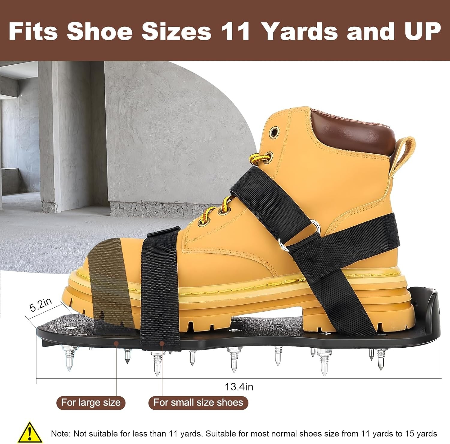 Epoxy Floor Spiked Shoes Fully Assembled Gunite Large 1 Pair, Fine Black
