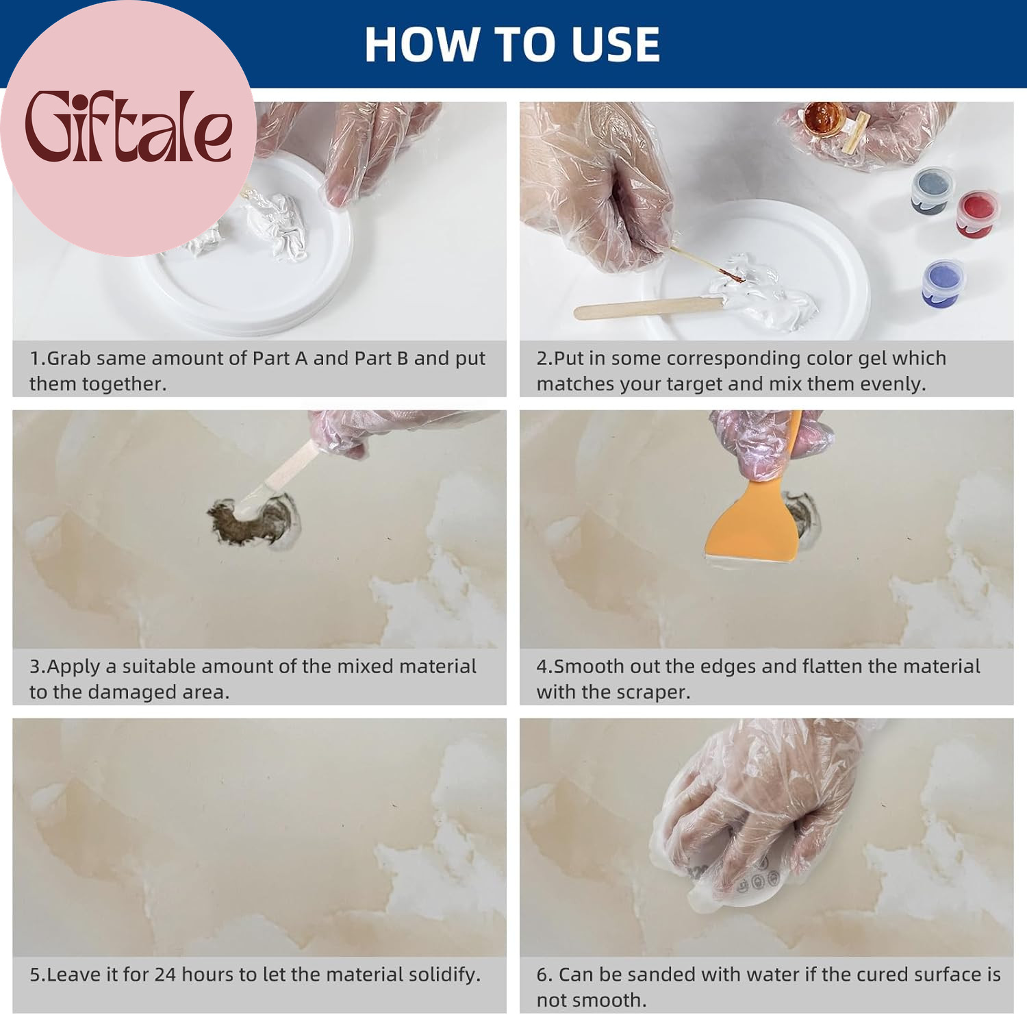 Tile and Granite Repair Kit, Marble Porcelain Stone and Quartz Countertops Repai