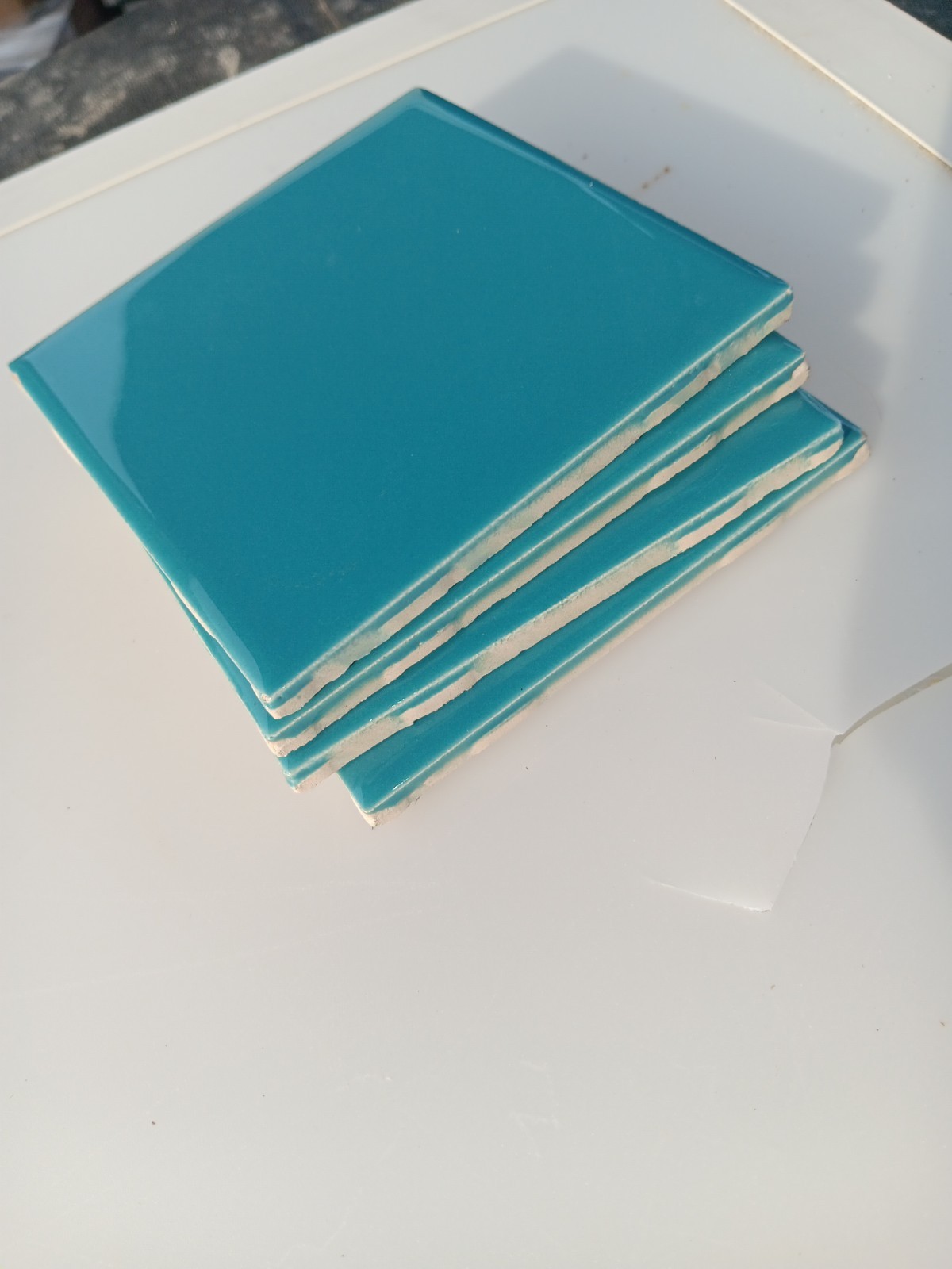 24 Tiles (3 ft²) – Glossy OceanBlue 4×4 Ceramic Subway Tile..Vintage/Retro