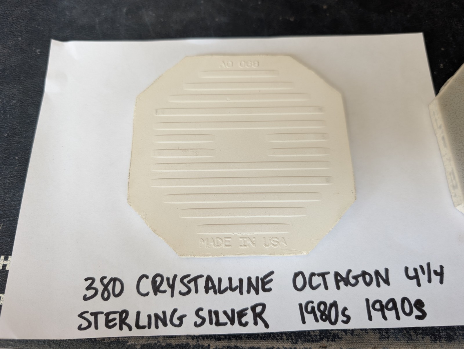 4 pc American Olean Ceramic Tile 4-1/4″ Crystalline Sterling Silver Octagon #380