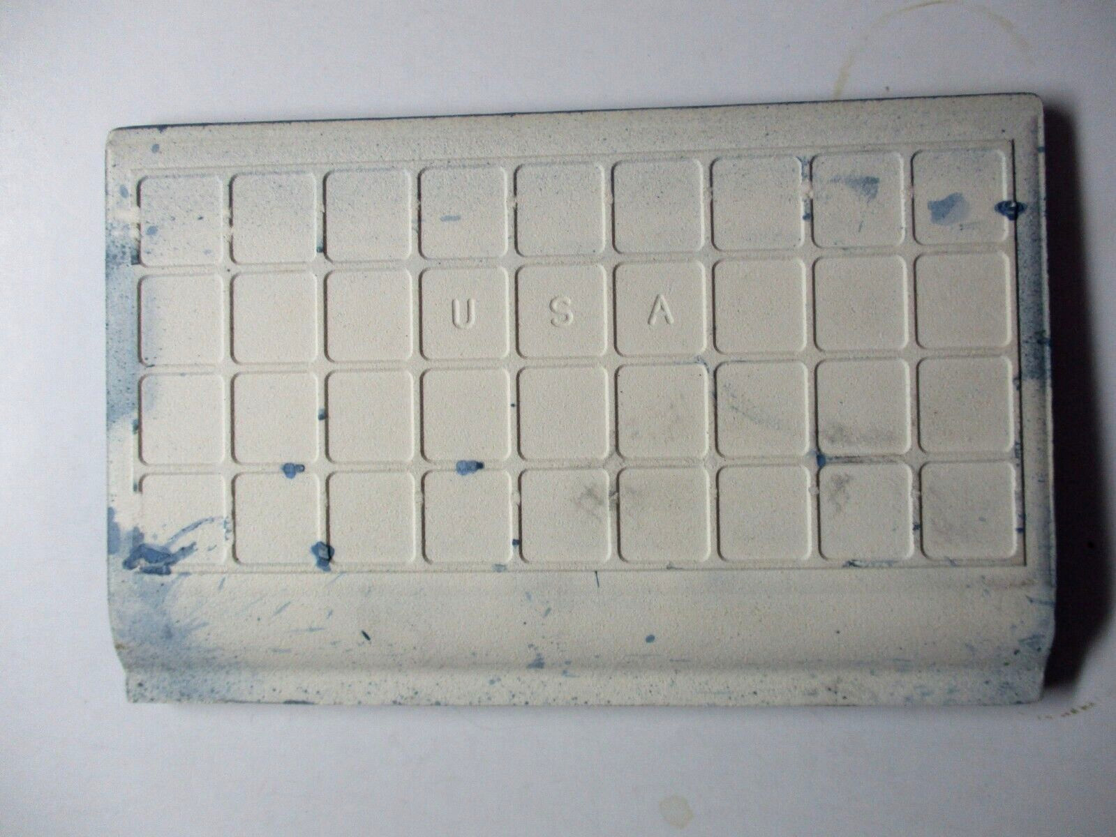 1 Bullnose Cove Base Tile Mannington USA 6″ Mottled Light Dark Blue Ceramic Vtg