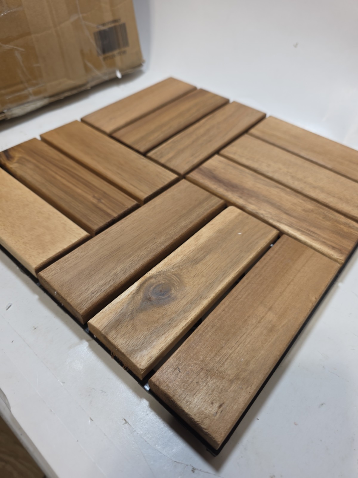 Acacia Wood Deck Tiles LOT OF 26 12×12 Interlocking Checker Patio Pool 26 sq ft