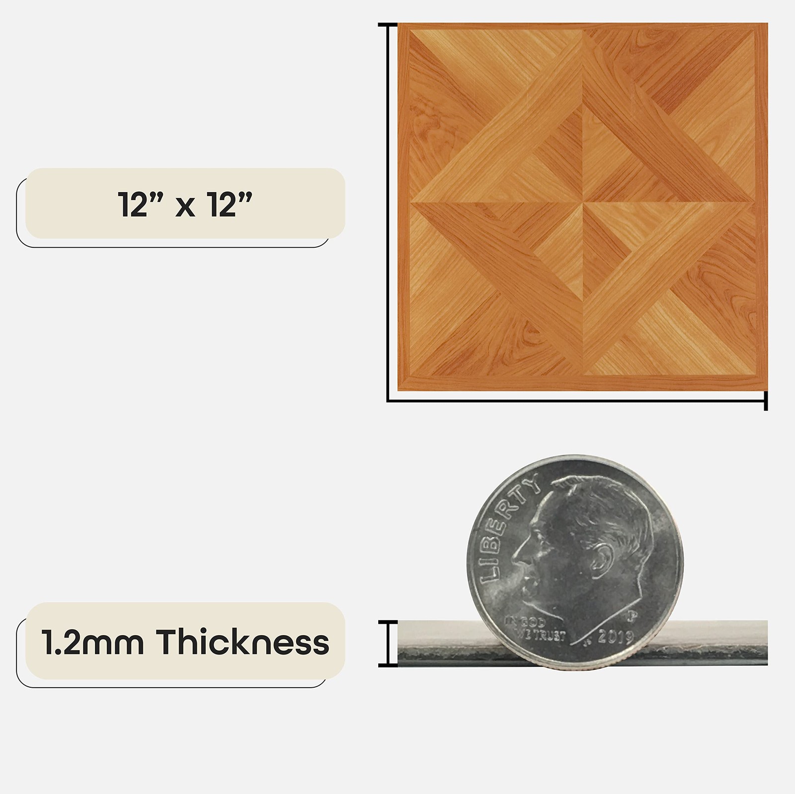 Nexus Self Adhesive 12-Inch Vinyl Floor Tiles, 20 Tiles – 12″ x 12″, Light Oa…