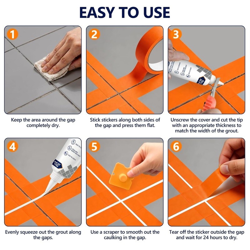 3-in-1 Tile Grout Repair Kit Waterproof Adhesive Cracks Stains Filling Renewing