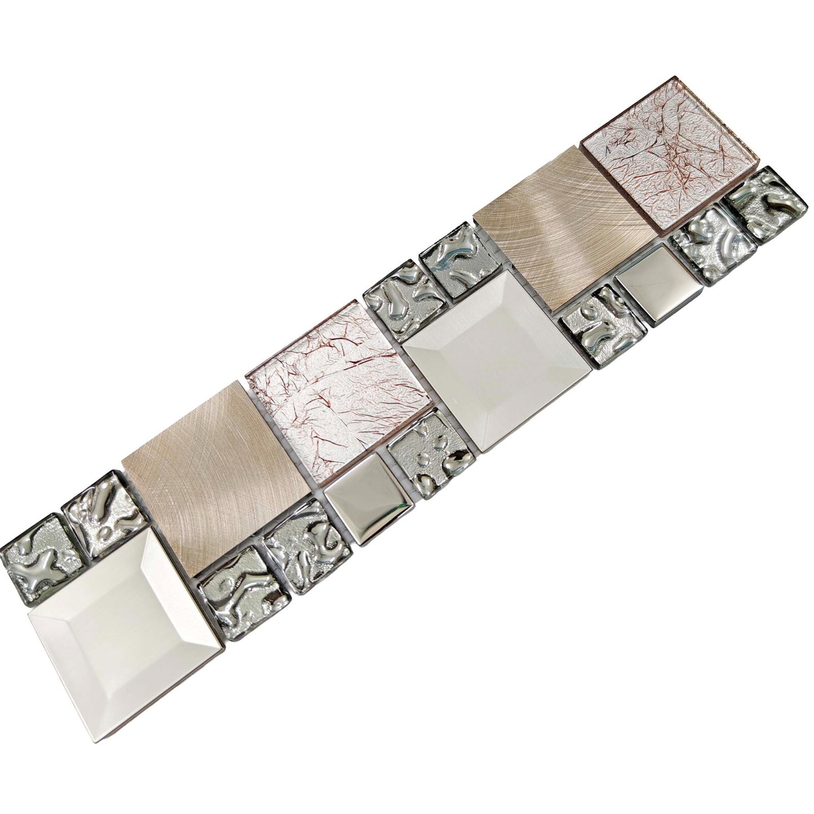Glass Metal Tile Kitchen Backsplash Silver Bronze Aluminum Mosaic Wall Decor