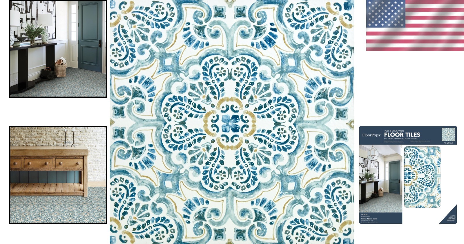 Transform Your Floors with Fontaine Blue Peel & Stick Vinyl Tiles, 12×12 inches