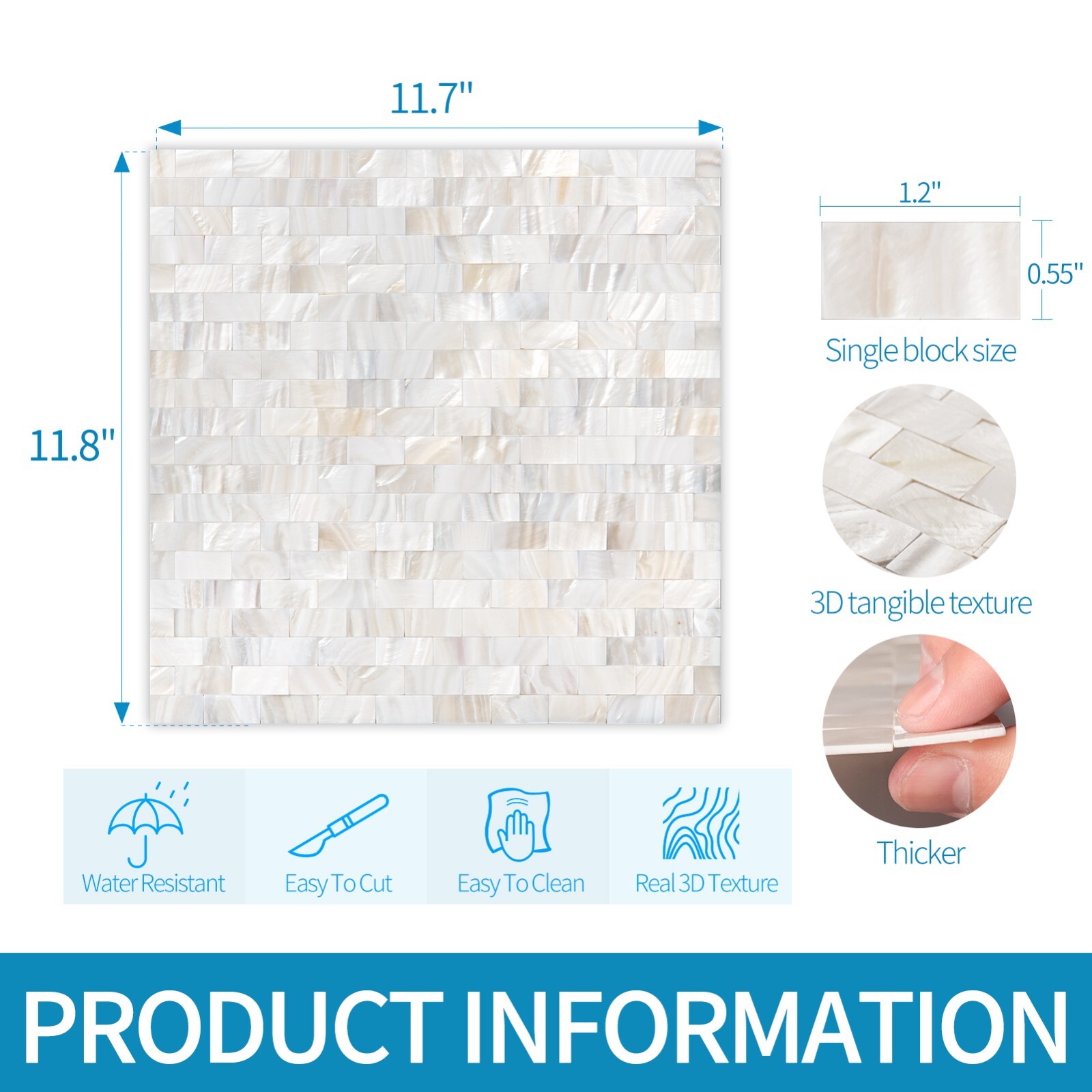 Mother of Pearl Shell Mosaic Tile for Kitchen Backsplash/Bathroom Tile, 6sheets