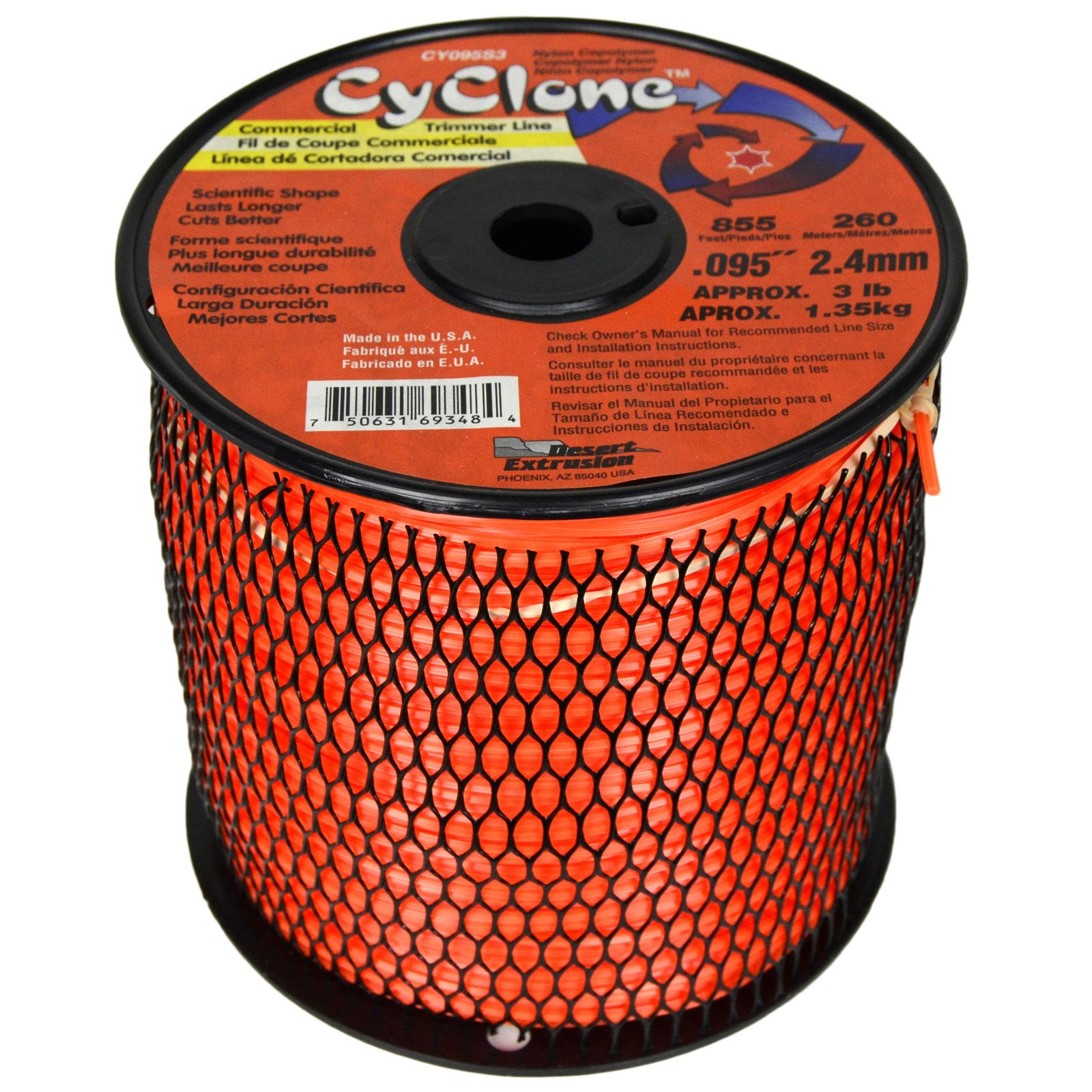 Desert Extrusion Cyclone CY095S3 .095″ x 855′ Commercial Trimmer Line Orange …