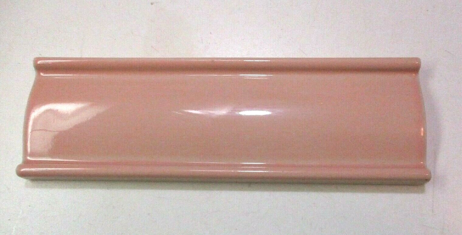 1 Tile Japan Ceramic Porcelain 6-1/2″ Chair Rail Gloss Heather Pink Wall Cap MCM