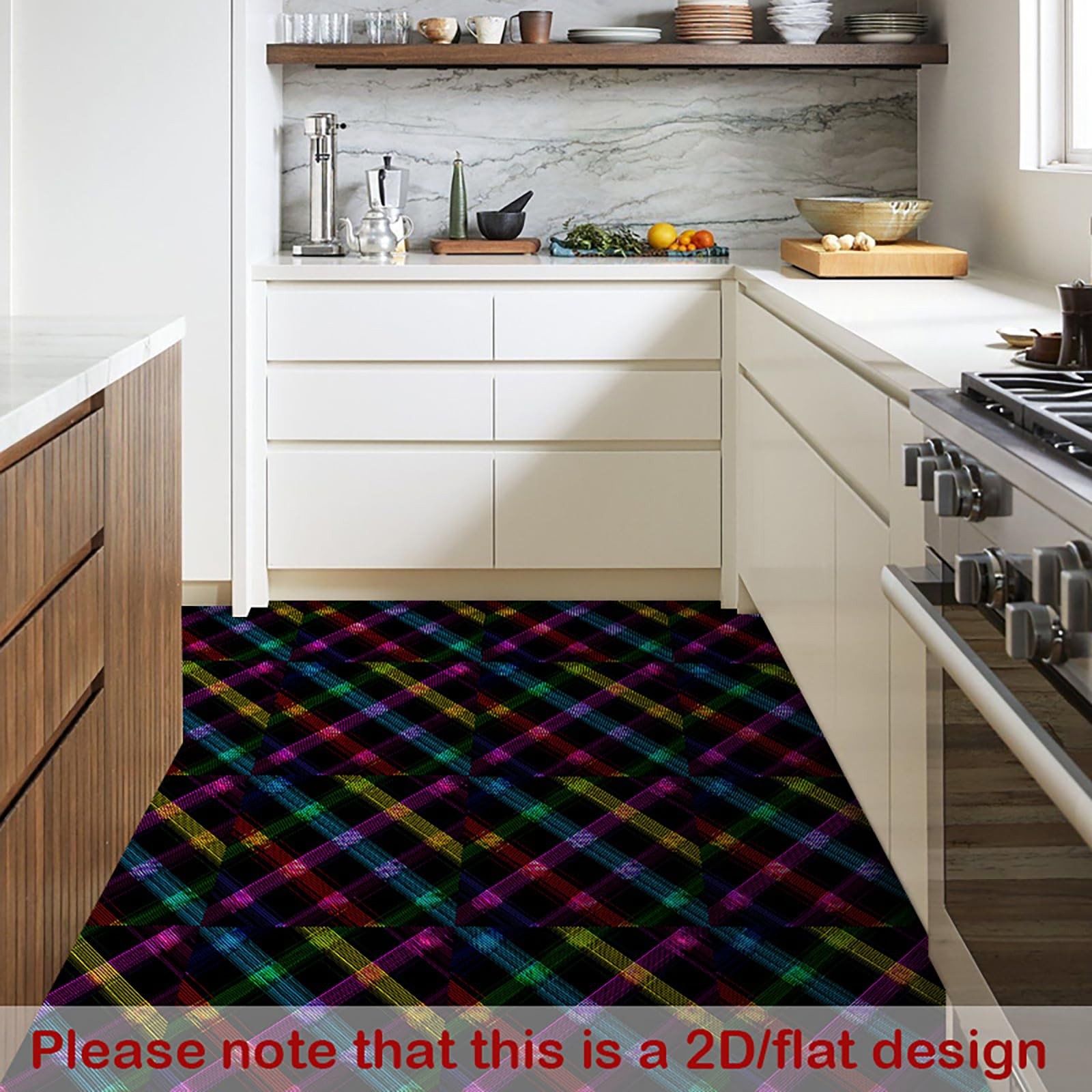Peel and Stick Vinyl Floor Tiles – 12×12 Inch Colorful Crisscross Pattern, 10…