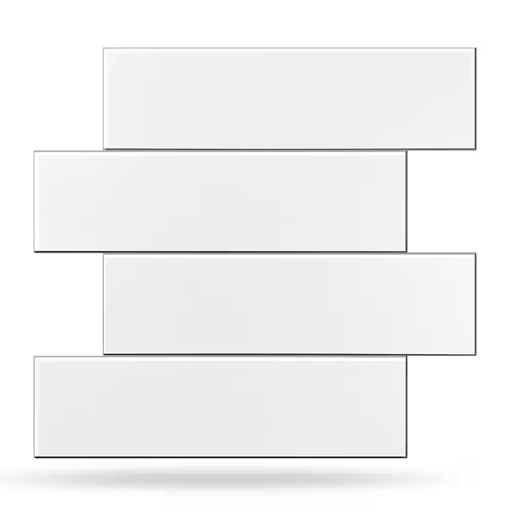 White Long Subway 10.83 In. X 11.81 In. SPC Peel and Stick Backsplash Tile (0.9