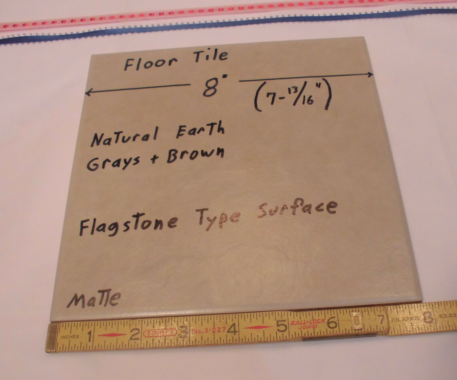 1 pc. 8″ Ceramic/Porcelain Floor Tile “Brown & Gray” Medium Flagstone Textured