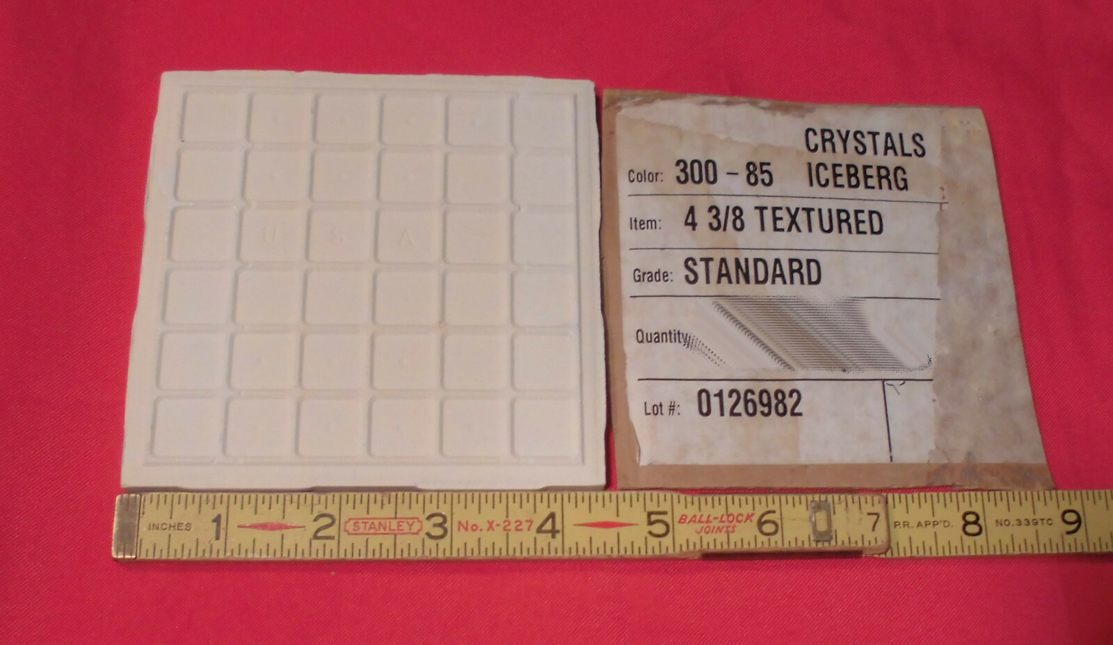 1 pc. *Iceberg White* 4-3/8″ Crystal Glazed Ceramic Tile by Florida Co. NEW