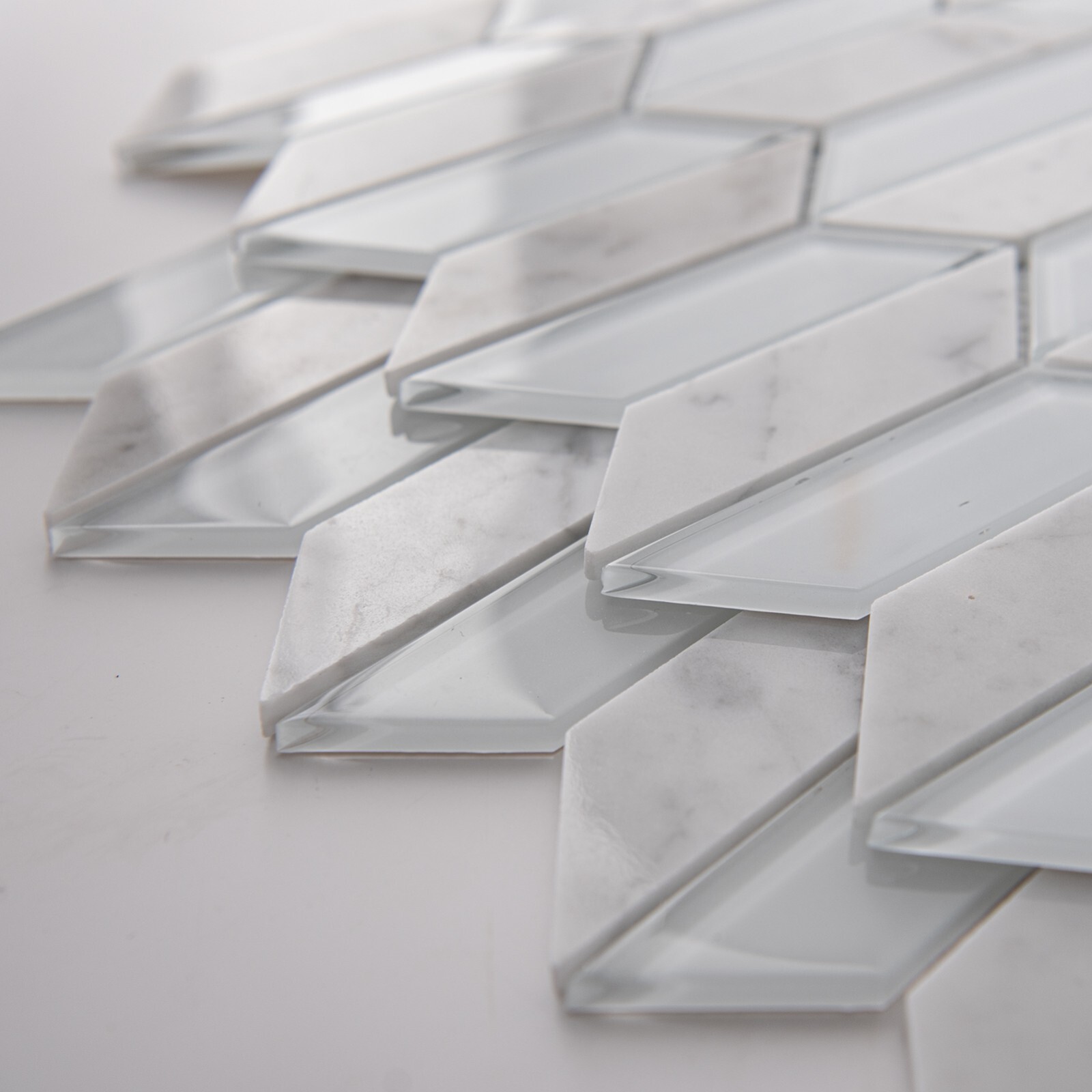 Art3d 11.8”x11.2” Herringbone Mosaic Wall Tile,Decorative Glass Tile,Pack of 5