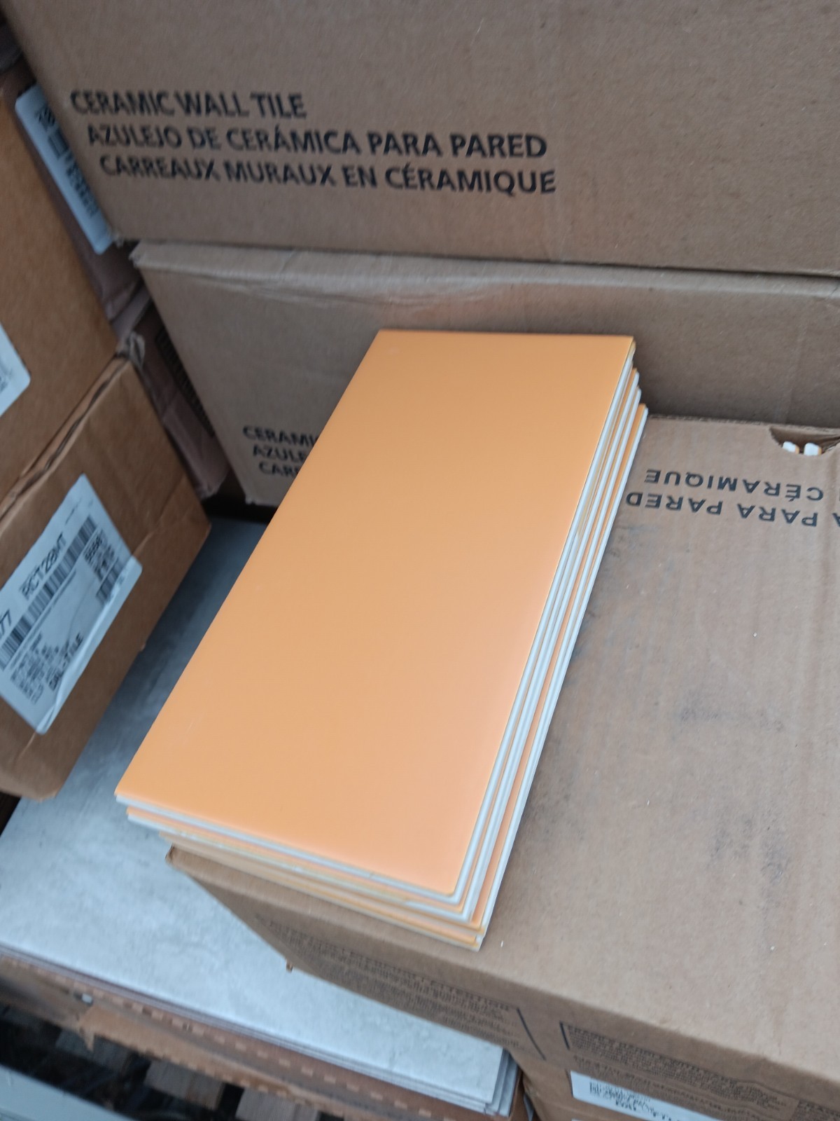 14 Tiles (3 ft²) – Matte Mango Orange 4 x 8 Ceramic Subway Tile…Vintage/Retro