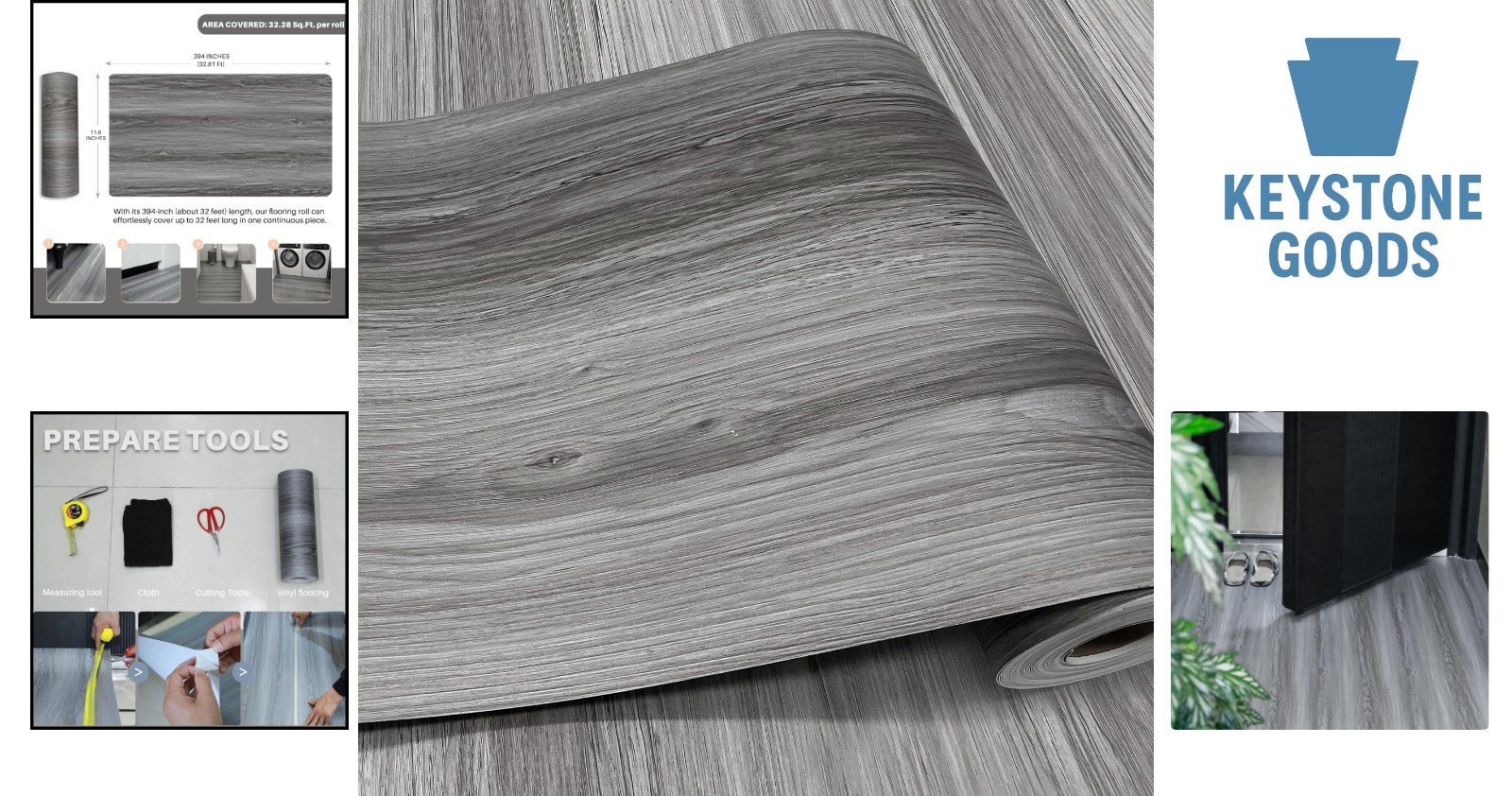 11.8″ Wood Grain Peel & Stick Vinyl Floor Tiles Roll – Waterproof, Non-Slip, …
