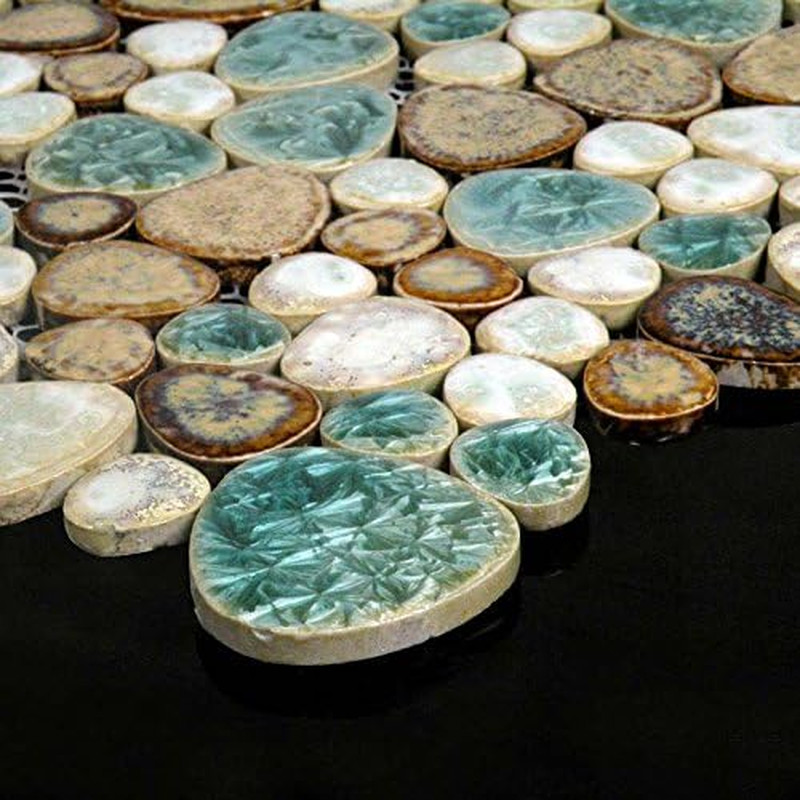 Ocean Blue Ceramic Pebble Mosaic Tile for Kitchen & Bath – 5 Sq Ft
