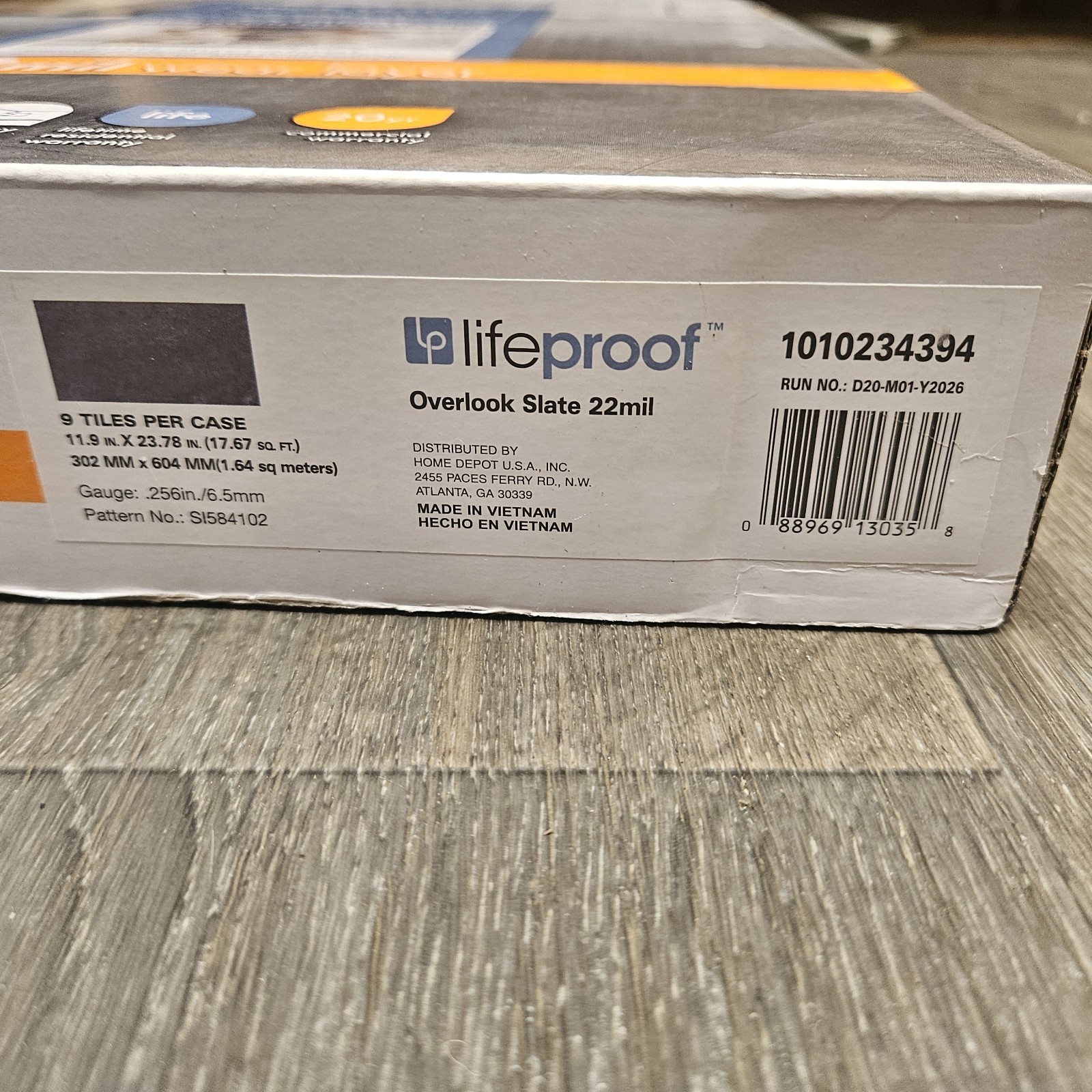 Lifeproof Vinyl Tile Flooring Overlook Slate 22mil 1 Case 11.9X23.78″ 9 Tiles