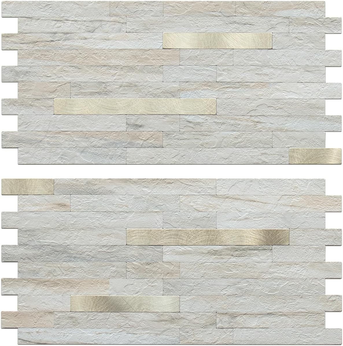 20 Sheets Faux Stone Peel and Stick Backsplash, Beige Marble Look PVC Wall Ti…