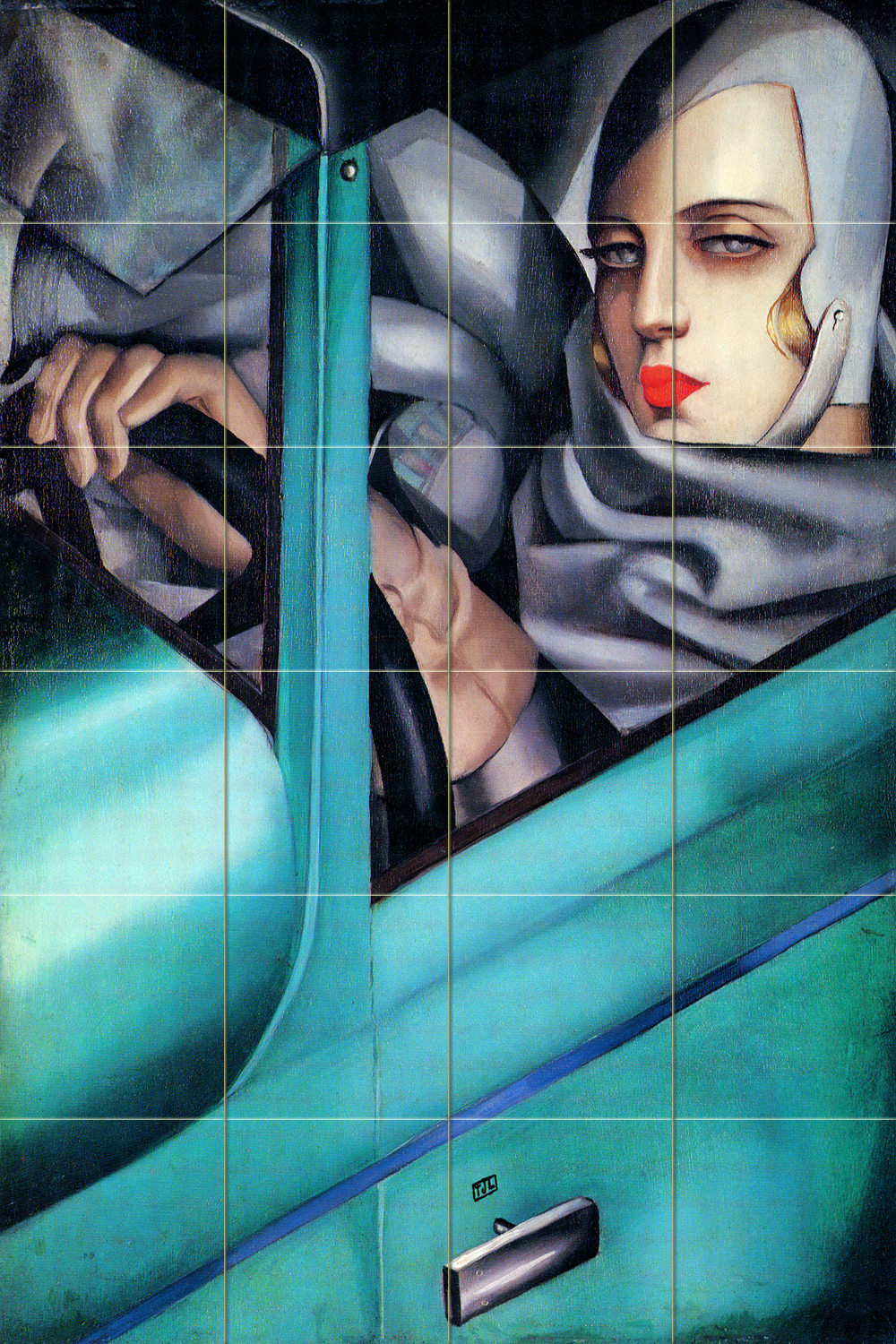 24 x 36 Ceramic Mural Backsplash Art Deco Automobile Tile #47
