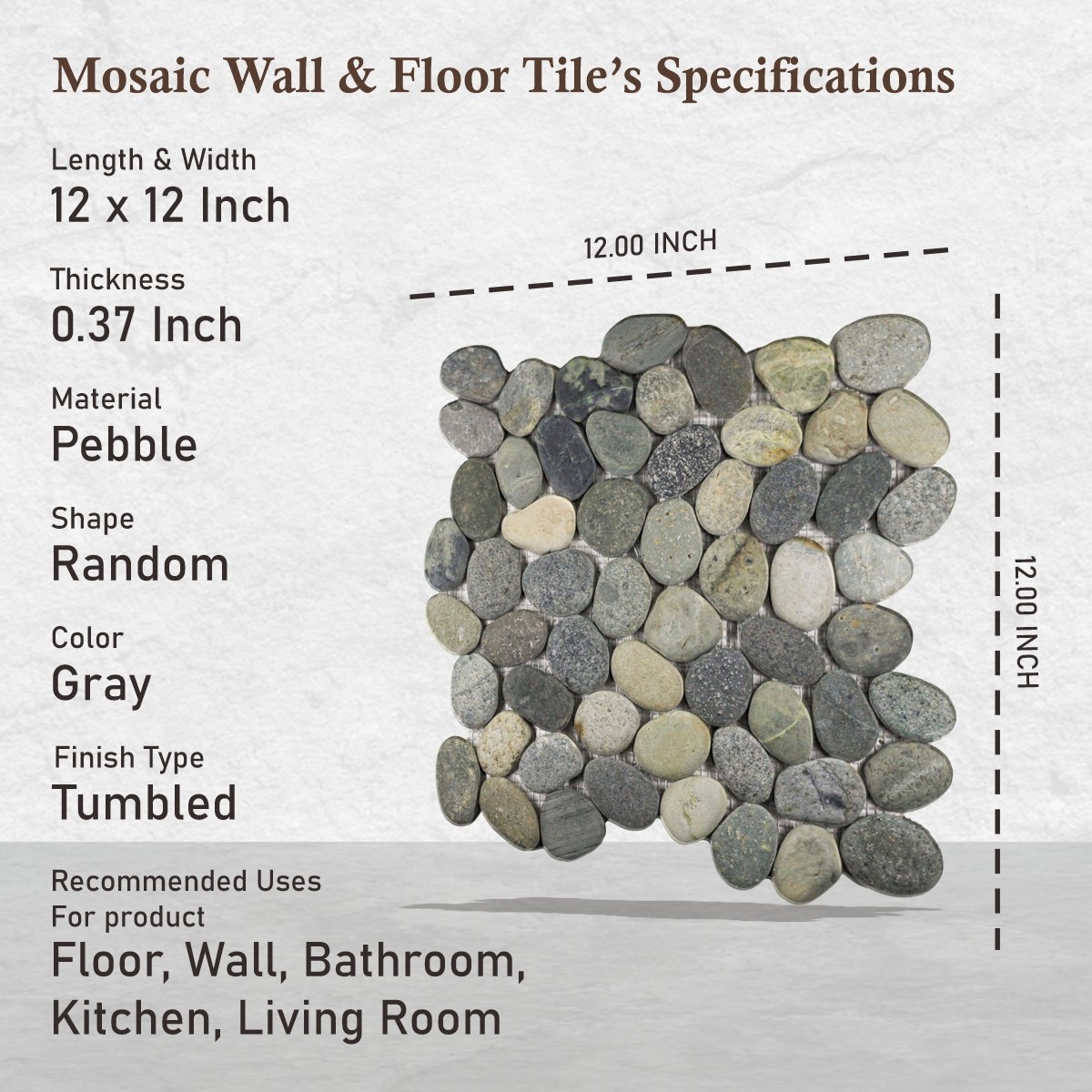 Tan Pebble Natural Stone Mosaic Wall & Floor Tile ($11.50/SqFt)