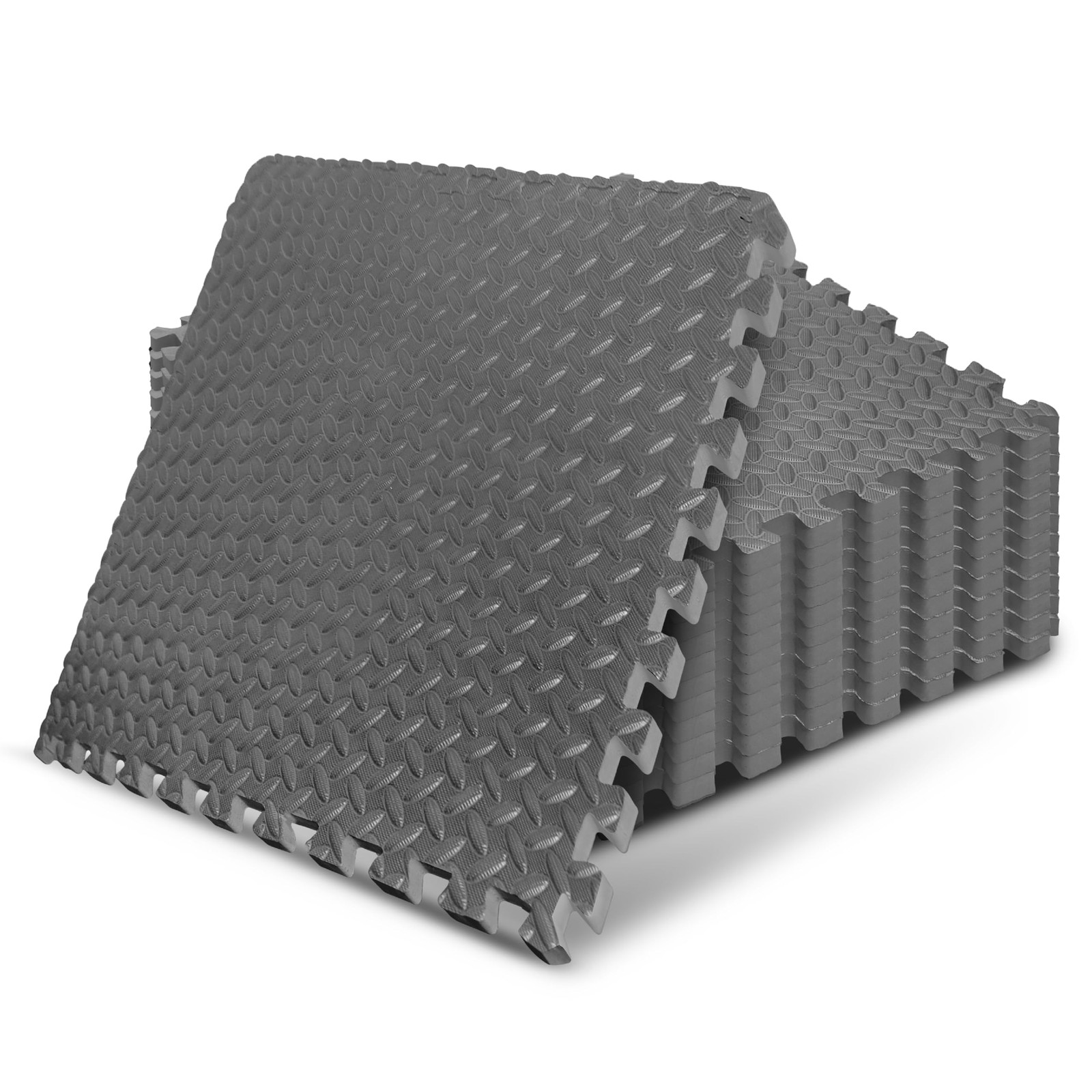 Yes4All EVA Interlocking Mats, Puzzle Floor Tiles, 24″L x 24″W x 24″Th, Grey
