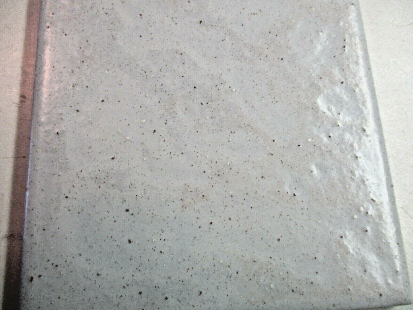 1 Tile interceramic 4-1/4″sq Satin Brown Speckles on Pale Gray Wrinkled Wall MCM