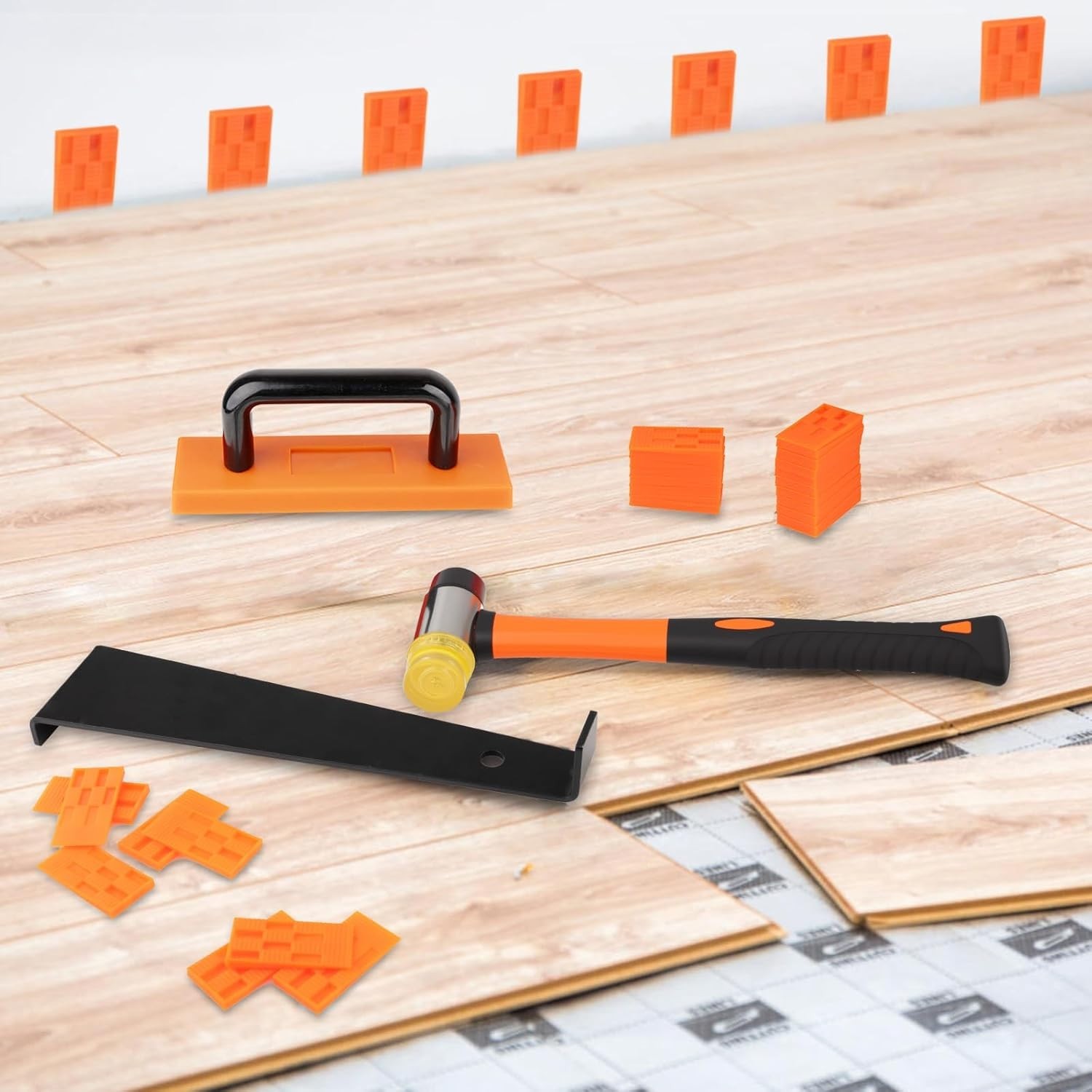 43-Piece Laminate Flooring Tools with Sturdy Double-Ended Hammer, Steel Return H