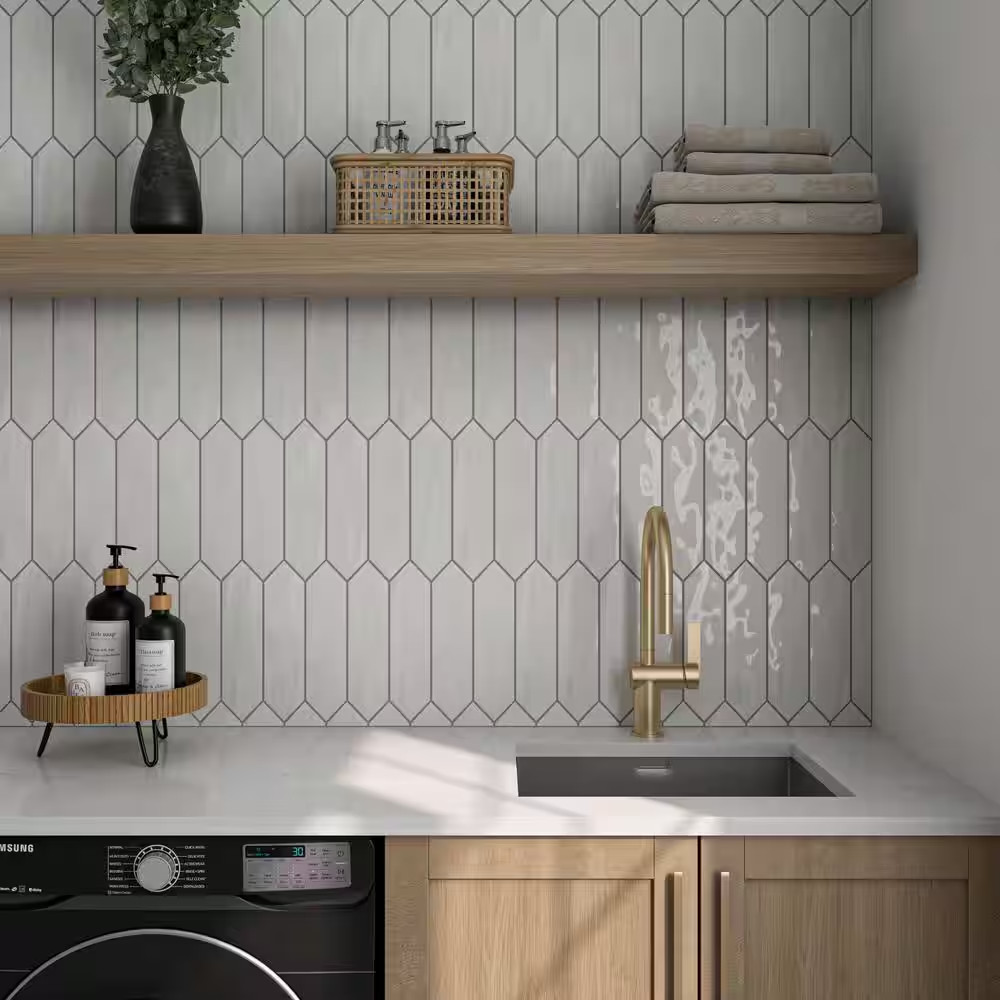 Luxecraft Artic White Glossy 3 In. X 12. In. Glazed Ceramic Picket Wall Tile (8.