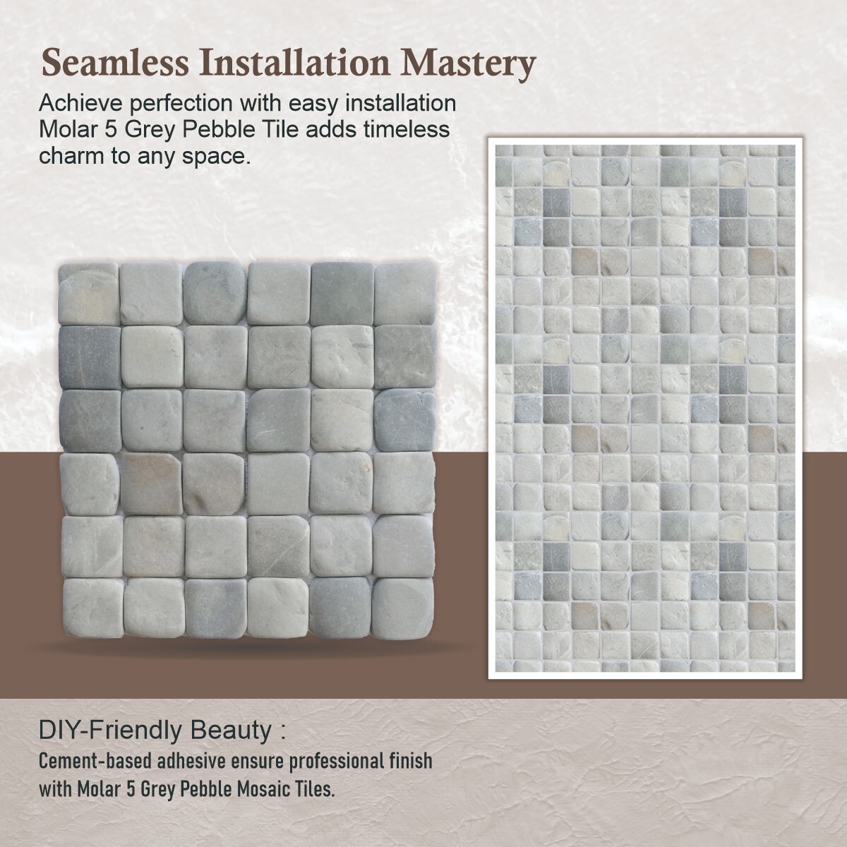 Molar 5 Grey Pebble Mosaic Tile for Wal ($13.89/SqFt)