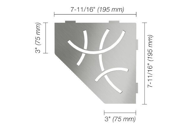 Schluter SHELF-E – Pentagonal Curve Design – Brushed Stainless Steel – SES2D6EB