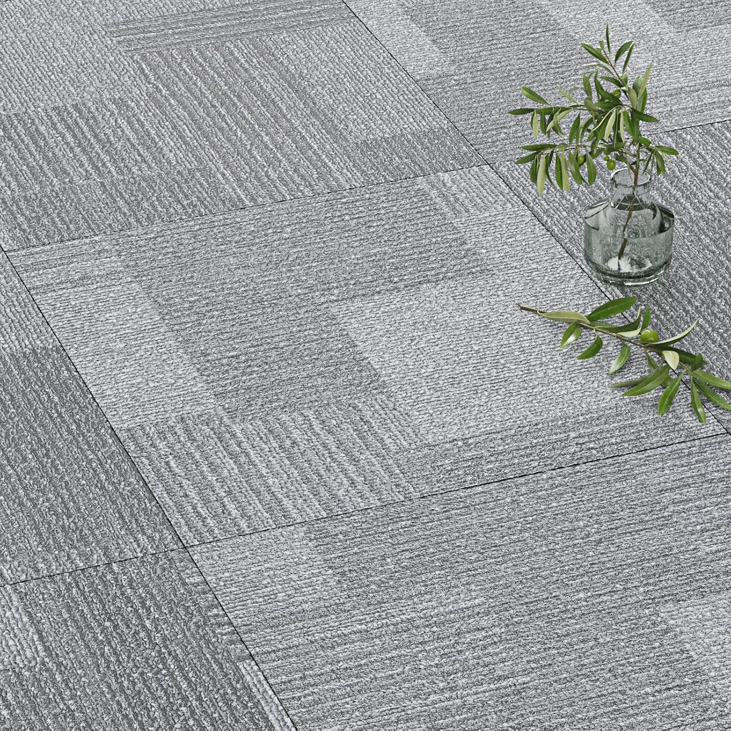 30 Pcs Carpet Tiles Peel and Stick Flooring Waterproof Grey Laminate Flooring 12