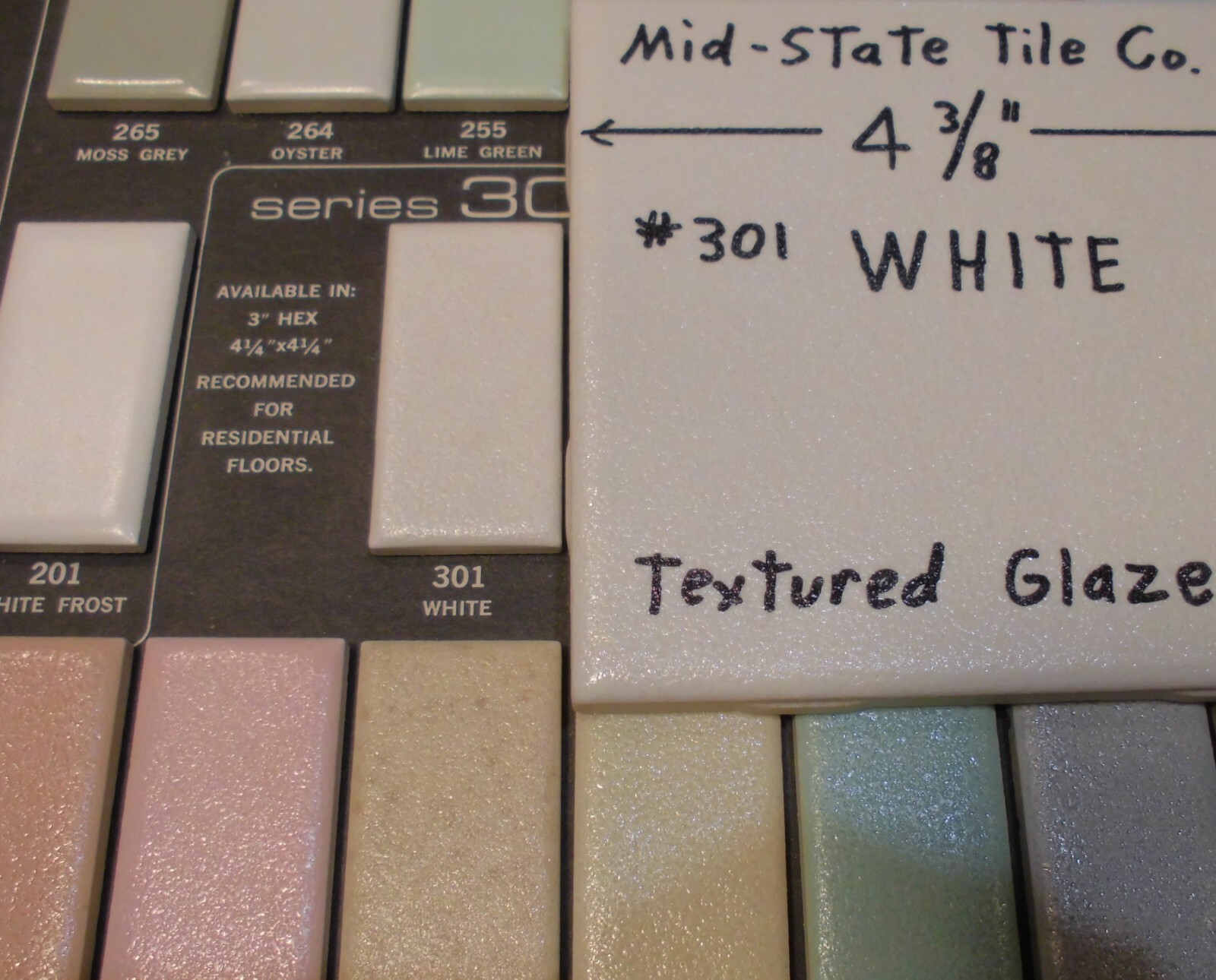 1 pc. Vintage *White Crystal Glaze* Ceramic Tile 4-3/8″ by Mid-State Co. NOS
