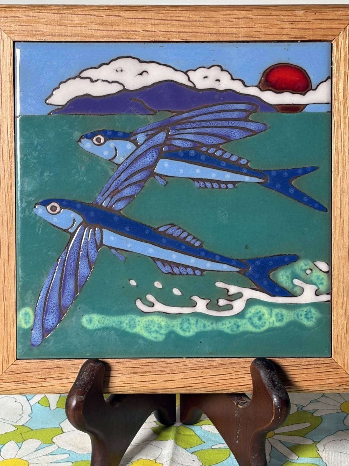 Ceramic Tile Flying Fish Sealife wall decor hot plate installation backsplash