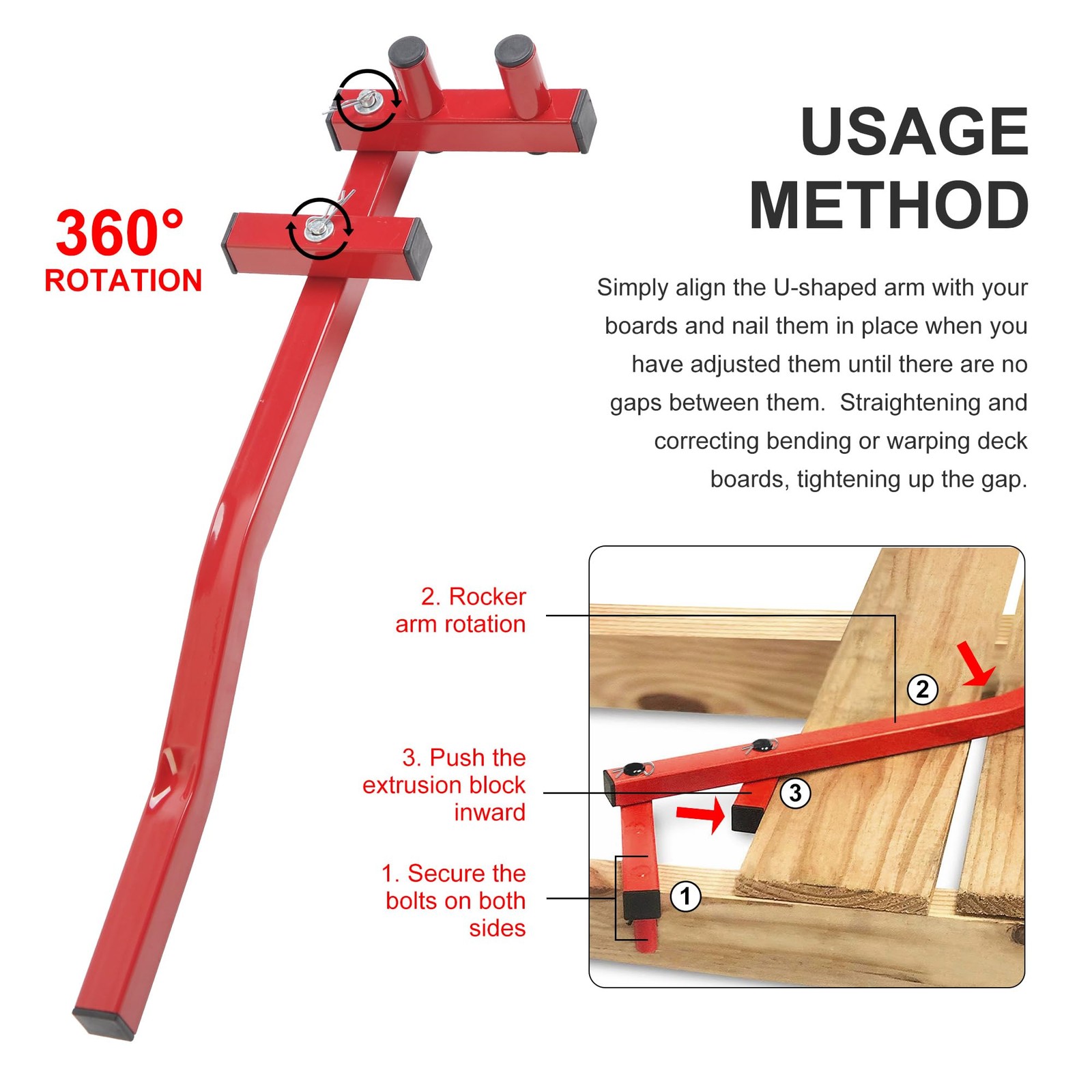 Decking Straightening Tool Board Bender Carbon Steel 66cm Weight 1.5KG