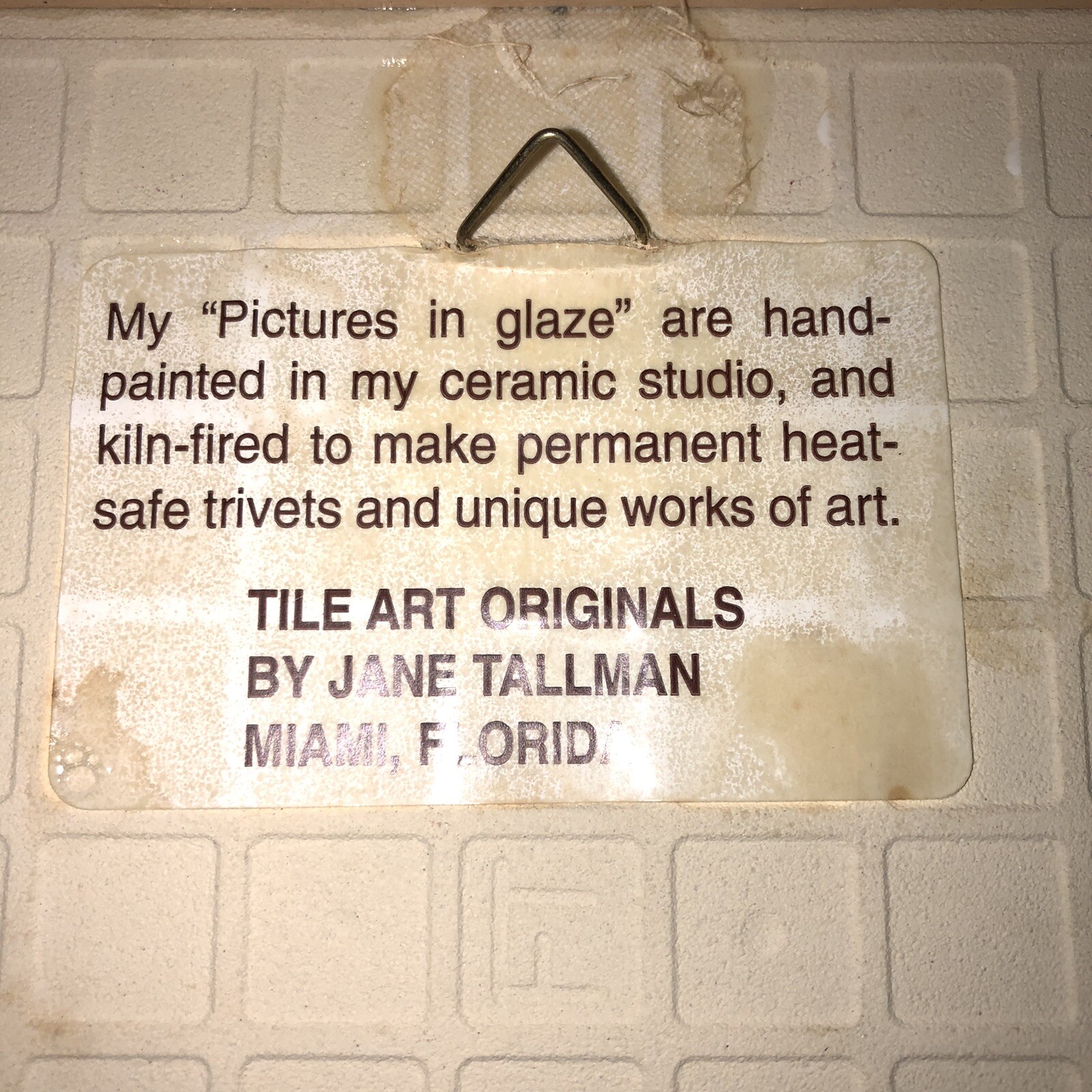Beach Conch Shell Trivet Tile Art Originals Jane Tallman Miami Florida 7″ x 7″