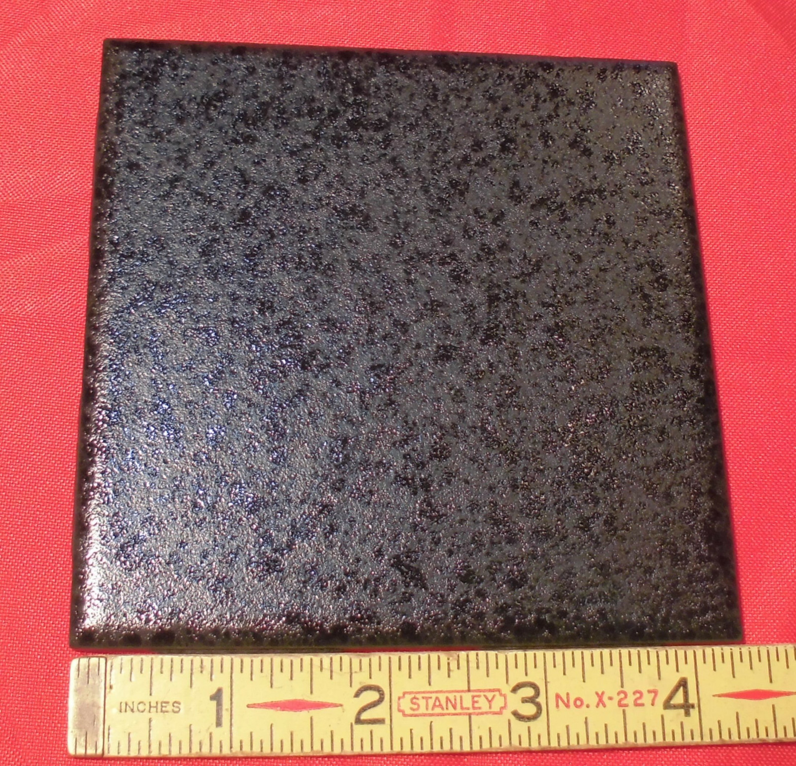 1 pc. Ceramic Tile *Jet Black* by Mid-State Co. 4-3/8″ (NOS) Textured Glaze