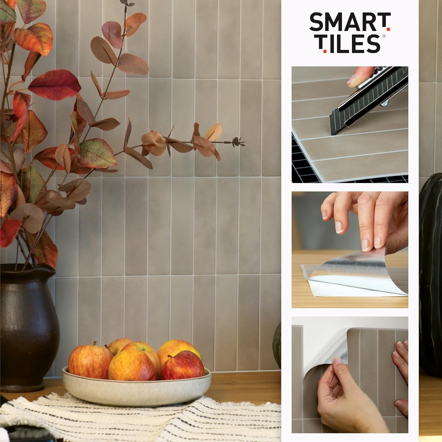Peel and Stick Backsplash Tiles Moroccan Geometric White Grey 5 Sheets