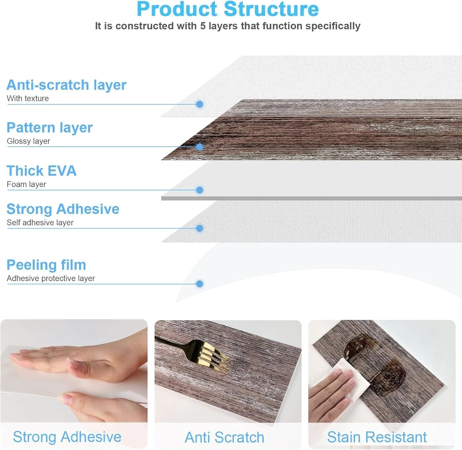 Peel and Stick Backsplash Wall Tile 32-Pack 4×8 Inch PVC Distressed Wood