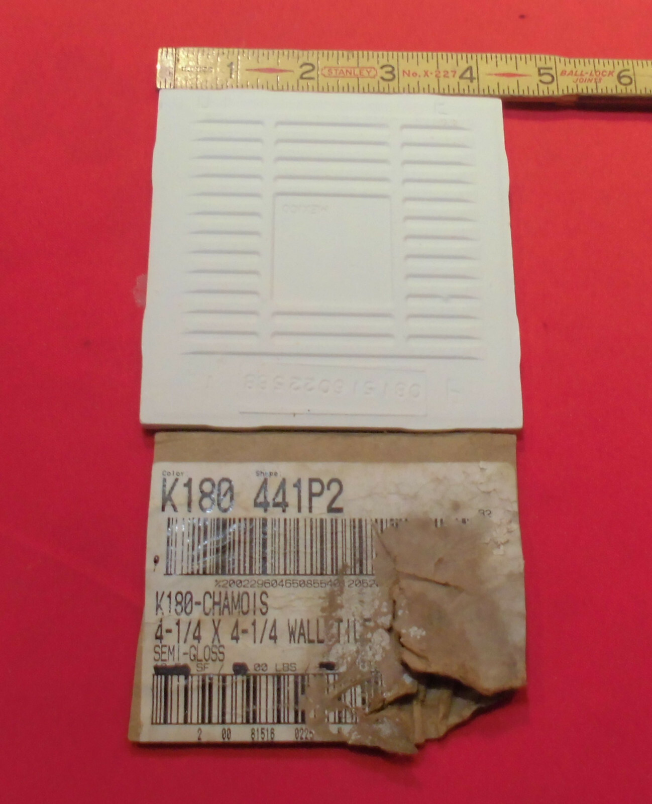 1 pc. *Chamois / Tan* Glossy Ceramic Tile by Daltile #K180; 4-1/4″ Discontinued