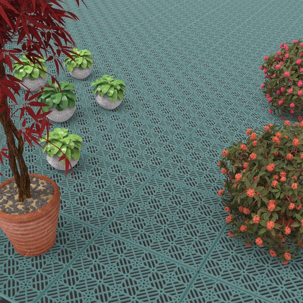 Set of 6 Deck Tiles for Patios, Decks, and Balconies (Green)