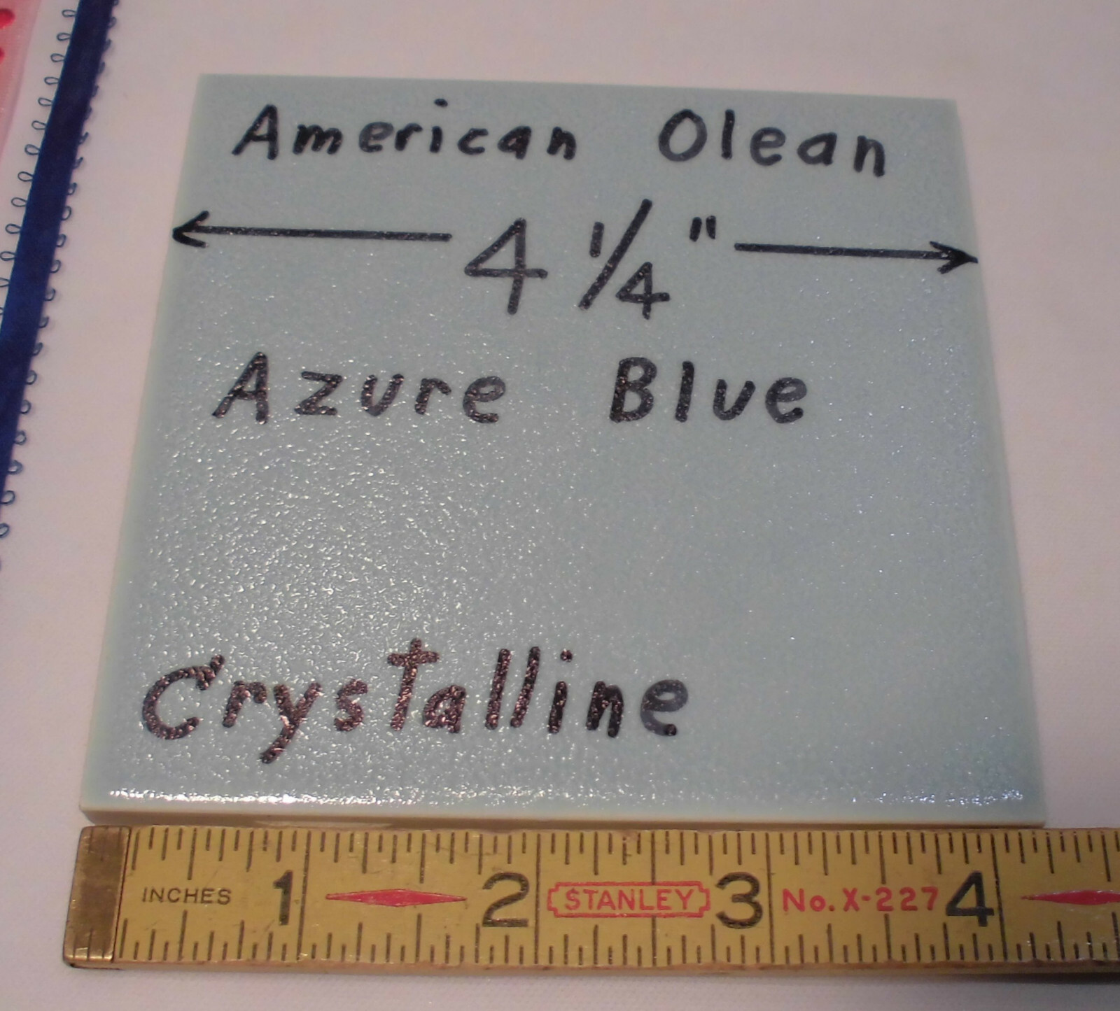 1 pc. *Blue* Ceramic Tile *Crystalline Glazed* by American Olean Co. 4-1/4″ NOS