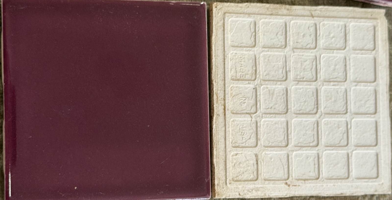 Huntington Tile Burgundy or Maroon 4 1/4” Vintage Field Tile – New Old Stock
