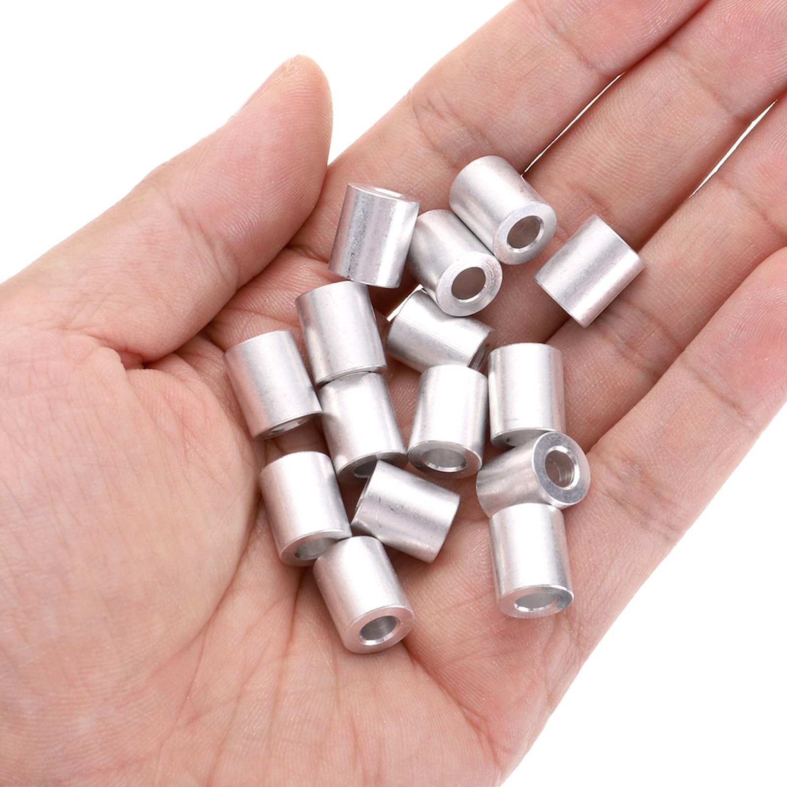 uxcell 15pcs Aluminum Spacer 5mm Bore x 10mm OD x 12mm Length Silver tone